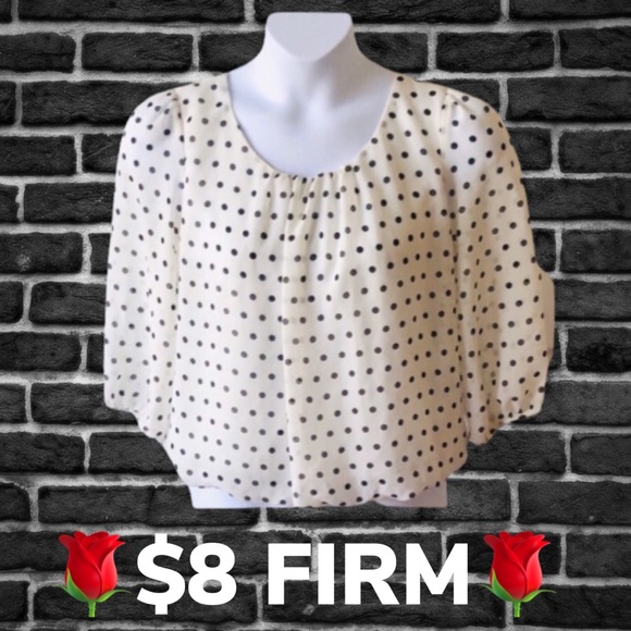 FOREVER 21 WHITE WITH BLACK POLKA DOT BLOUSE - Picture 3 of 4